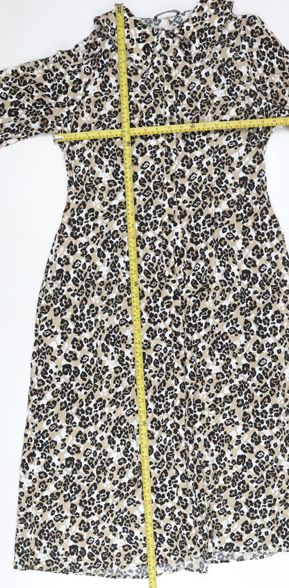 Marks and Spencer Women’s Beige Leopard Print Shift Dress Size 14