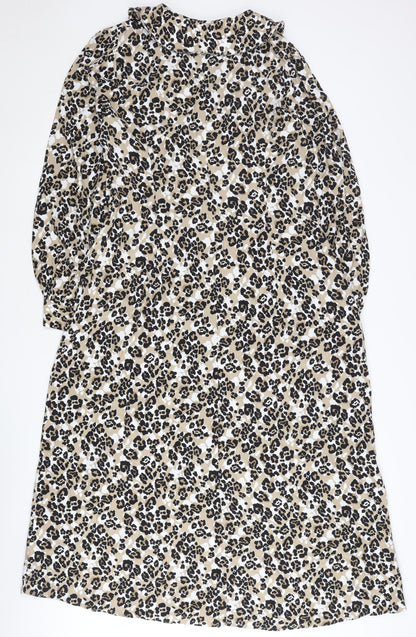Marks and Spencer Women’s Beige Leopard Print Shift Dress Size 14