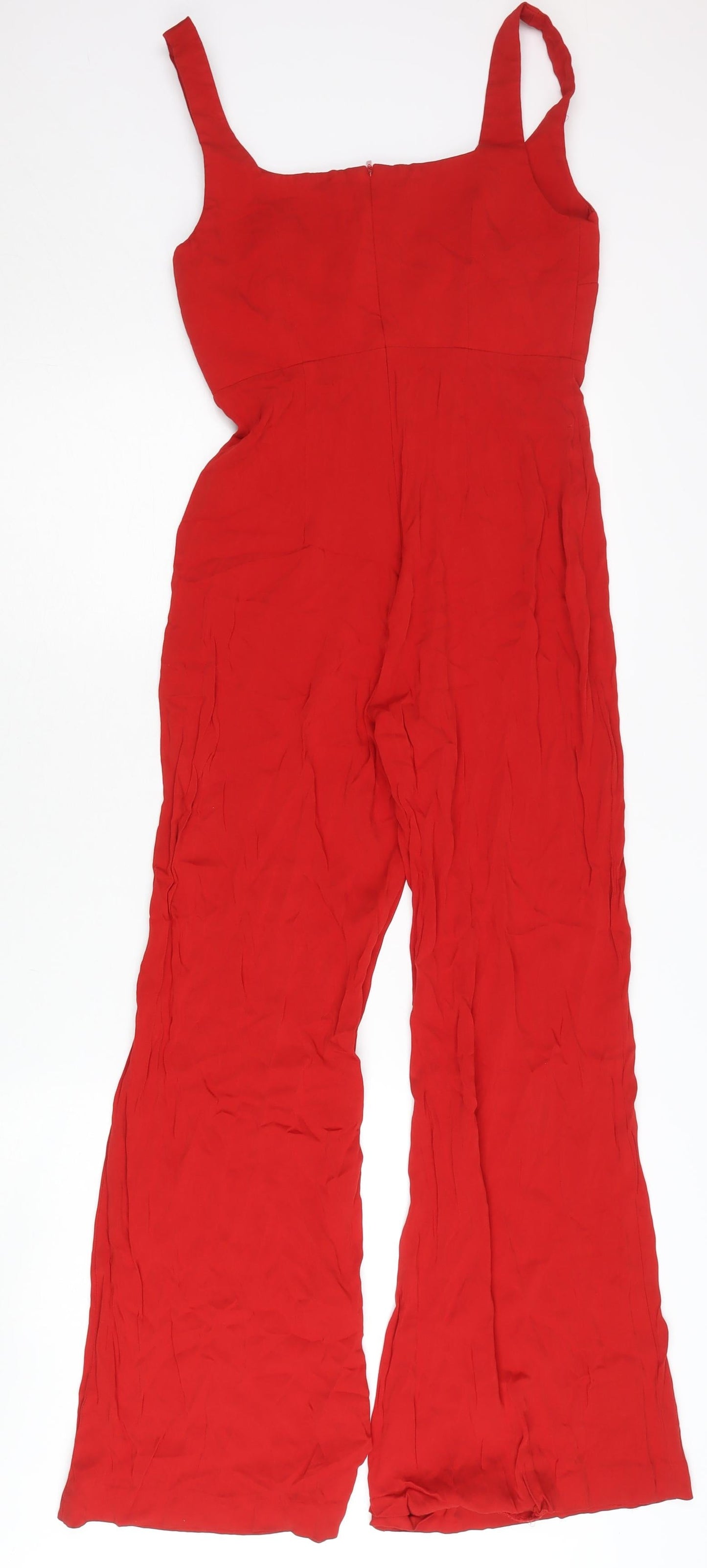 MNG Women’s Red Sleeveless Jumpsuit Size 8 Slim Fit Flared Leg