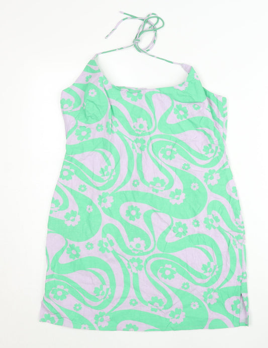 ASOS Design Women’s Green Floral Halter Slip Dress UK 12