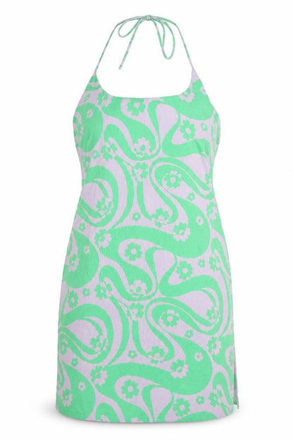 ASOS Design Women’s Green Floral Halter Slip Dress UK 12