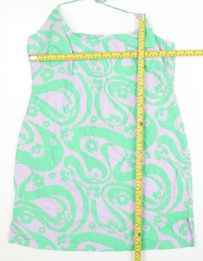 ASOS Design Women’s Green Floral Halter Slip Dress UK 12