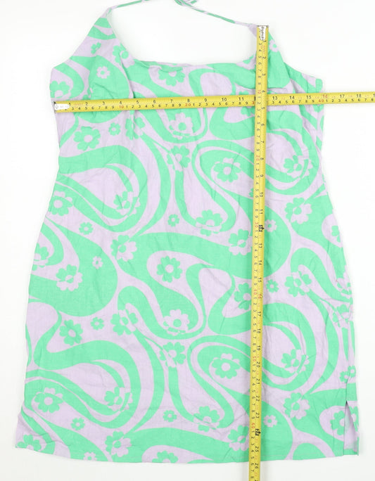 ASOS Design Women’s Green Floral Halter Slip Dress UK 12