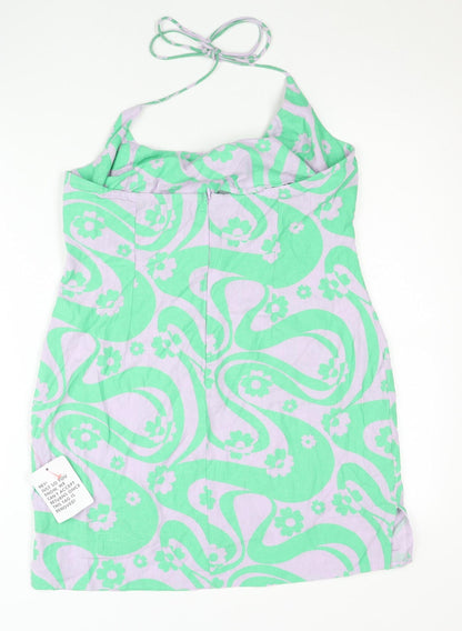 ASOS Design Women’s Green Floral Halter Slip Dress UK 12