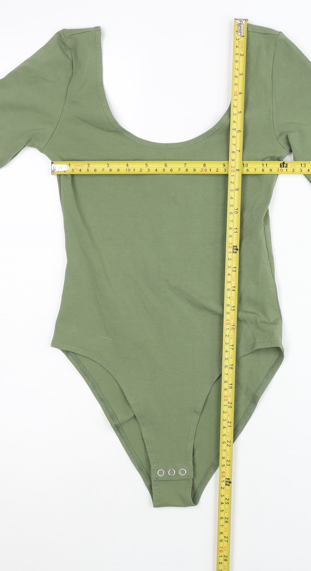 Topshop Women Green Long Sleeve Bodysuit Size 8 Slim Fit