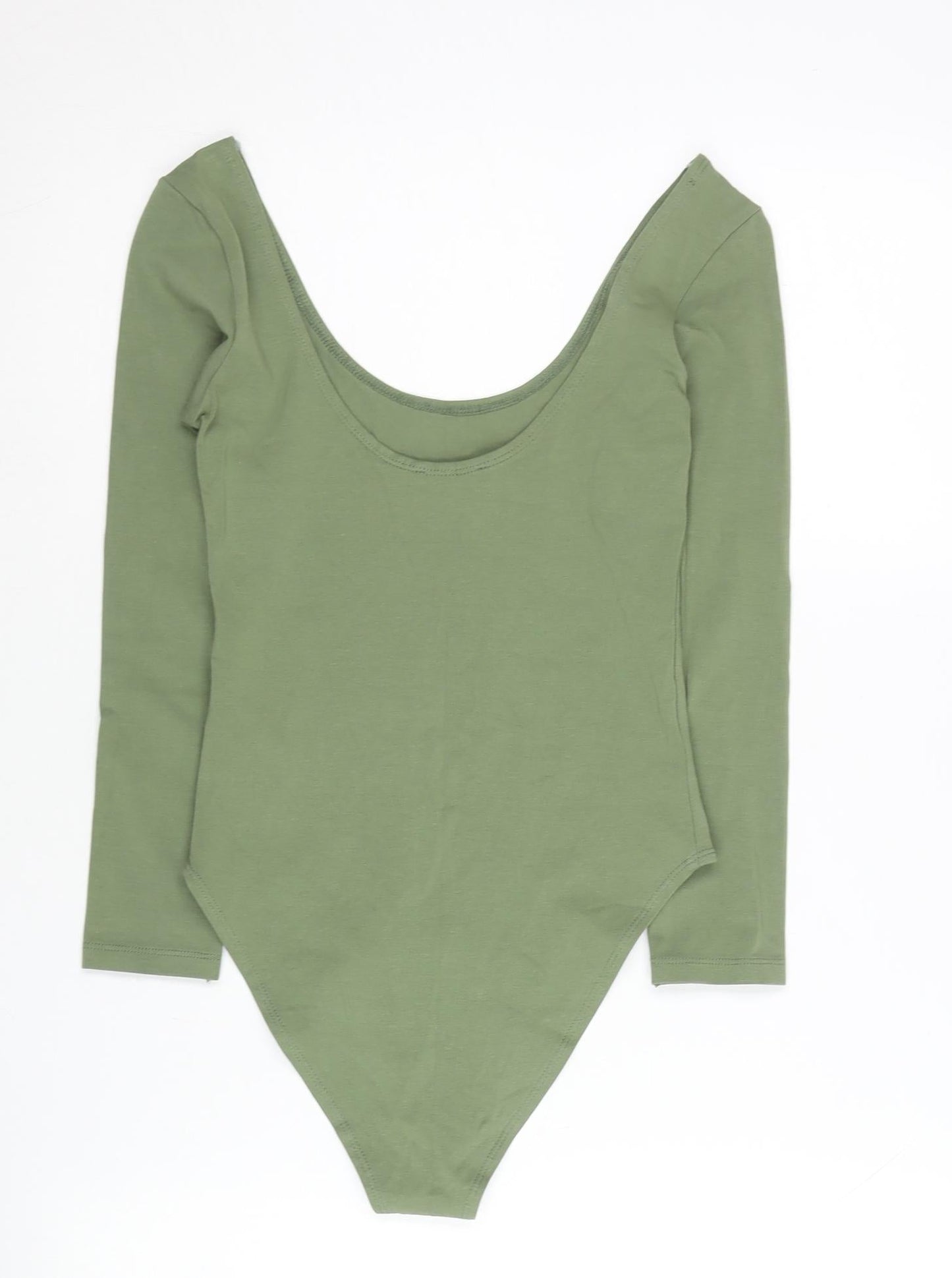 Topshop Women Green Long Sleeve Bodysuit Size 8 Slim Fit