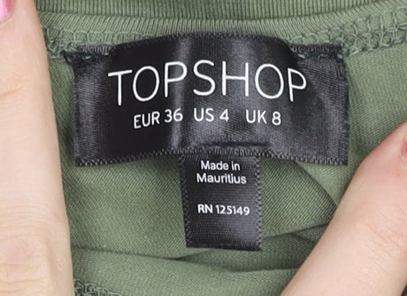 Topshop Women Green Long Sleeve Bodysuit Size 8 Slim Fit