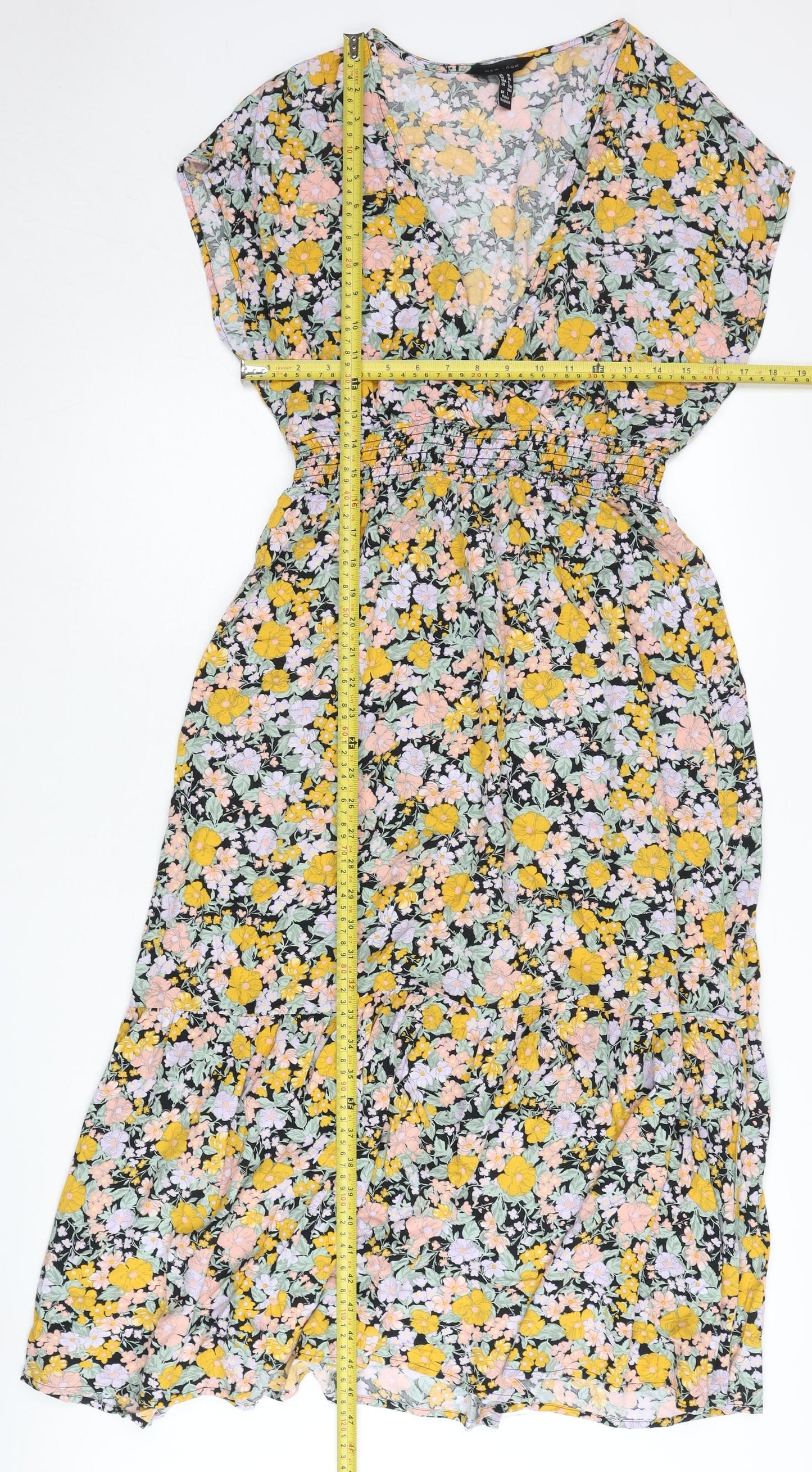 New Look Women’s Multicoloured Floral Midi A-Line Dress UK 10