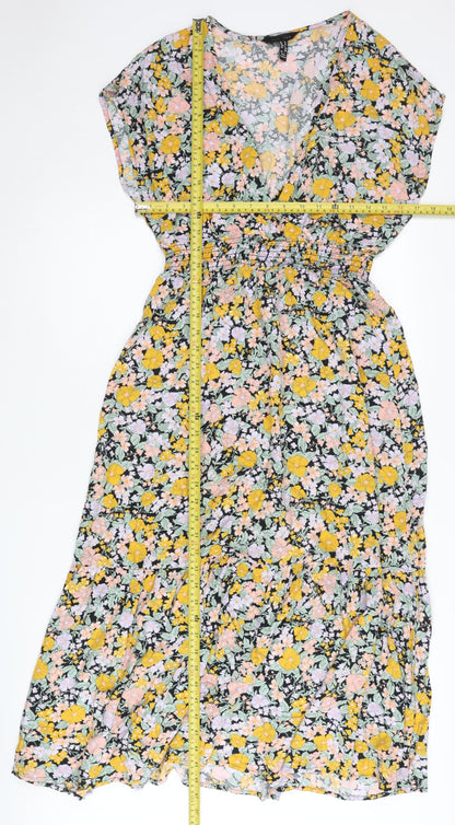 New Look Women’s Multicoloured Floral Midi A-Line Dress UK 10