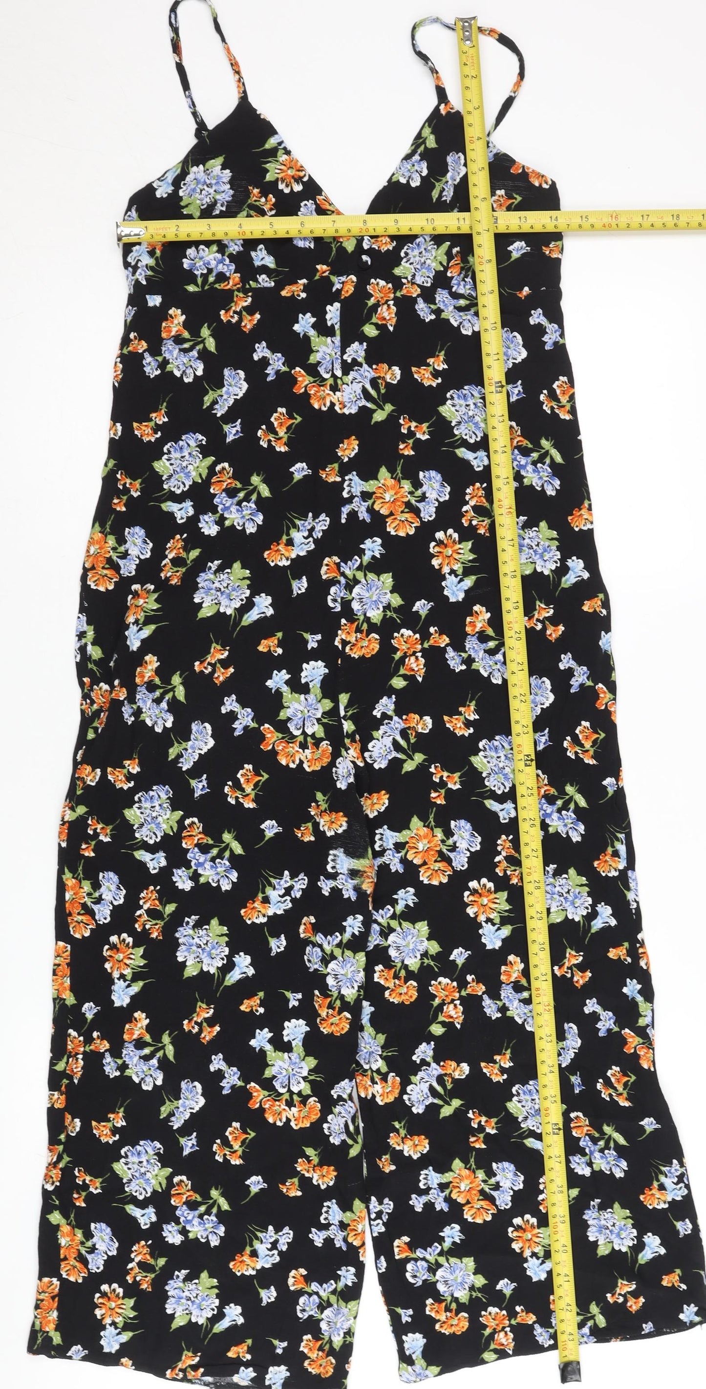 Nobody's Child Womens Black Floral Wide-Leg Jumpsuit UK 8