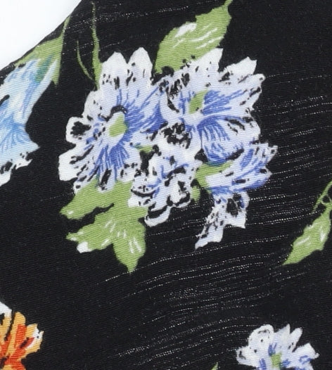 Nobody's Child Womens Black Floral Wide-Leg Jumpsuit UK 8