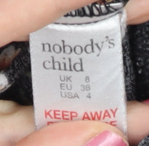 Nobody's Child Womens Black Floral Wide-Leg Jumpsuit UK 8