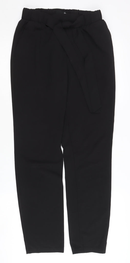 Womens UK Size 8 Etam Regular Fit Paperbag Black Trousers