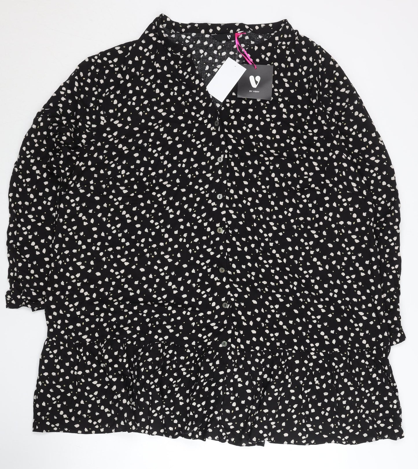 Very Women’s Black Geometric Print Shirt Dress Size 24 Knee Length