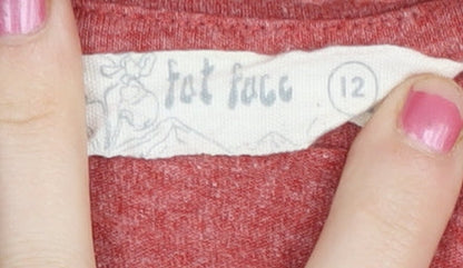 Womens UK Size 12 Fat Face Red Cropped T-Shirt