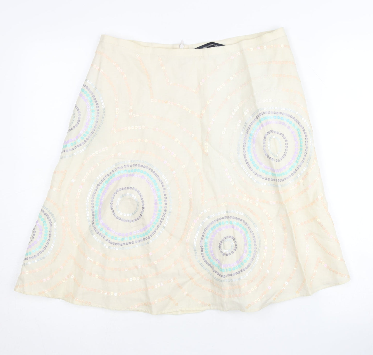 French Connection Women’s Beige Sequin A-Line Skirt Size 10