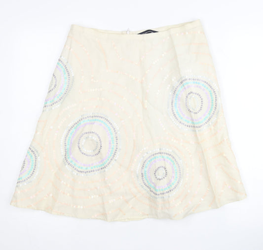 French Connection Women’s Beige Sequin A-Line Skirt Size 10