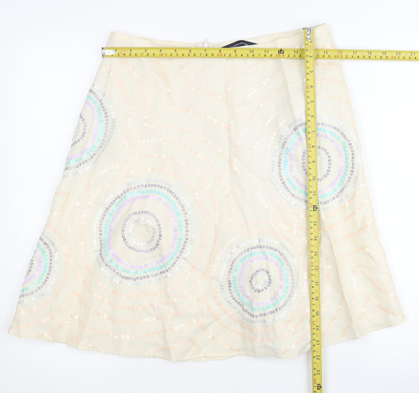 French Connection Women’s Beige Sequin A-Line Skirt Size 10