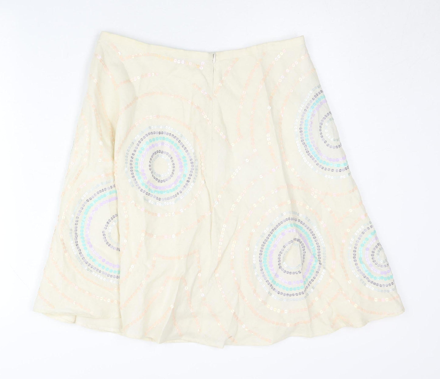 French Connection Women’s Beige Sequin A-Line Skirt Size 10