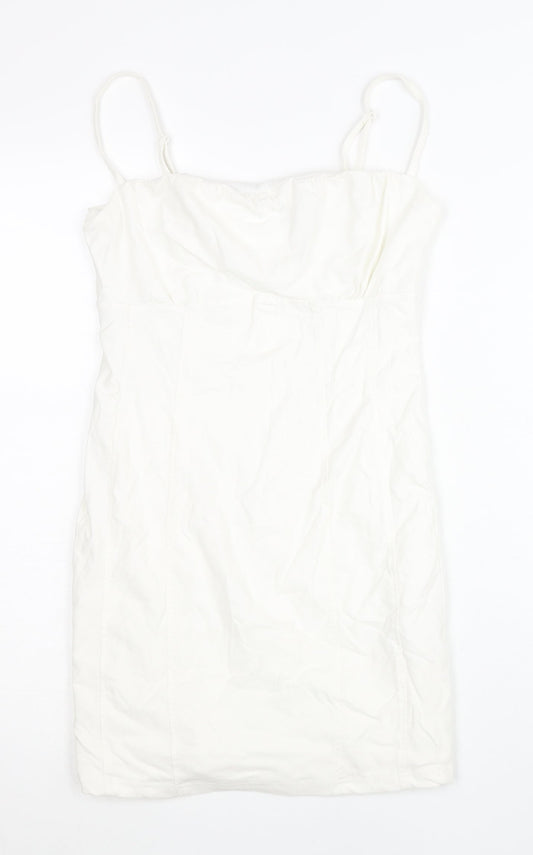 Pink Vanilla Women’s White Bodycon Dress Size 8 Scoop Neck