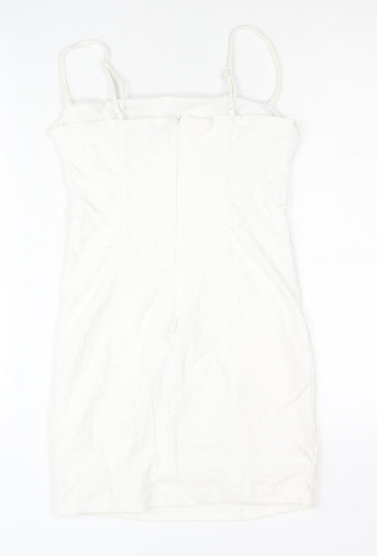 Pink Vanilla Women’s White Bodycon Dress Size 8 Scoop Neck