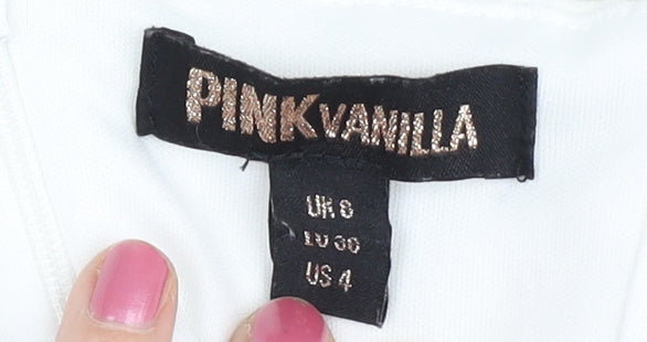 Pink Vanilla Women’s White Bodycon Dress Size 8 Scoop Neck