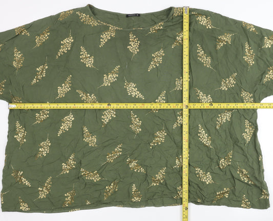 Roman Women’s Green Floral Tunic Blouse Size 18 Short Sleeve Viscose