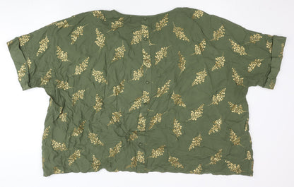 Roman Women’s Green Floral Tunic Blouse Size 18 Short Sleeve Viscose