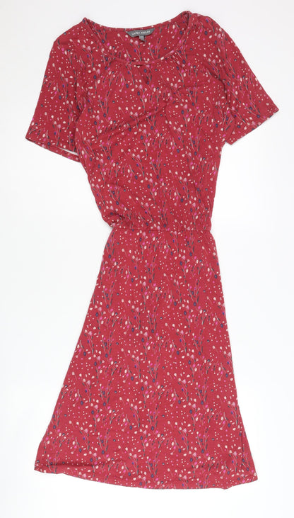 Laura Ashley Women's Red Floral A-Line Jersey Dress UK 12