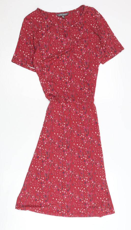 Laura Ashley Women's Red Floral A-Line Jersey Dress UK 12