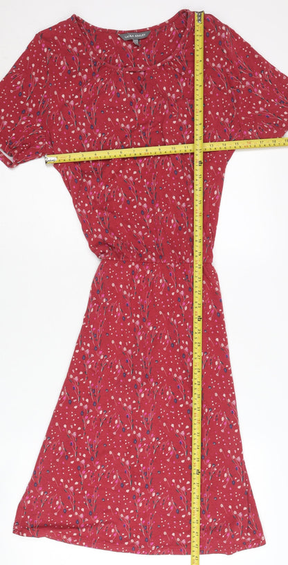 Laura Ashley Women's Red Floral A-Line Jersey Dress UK 12