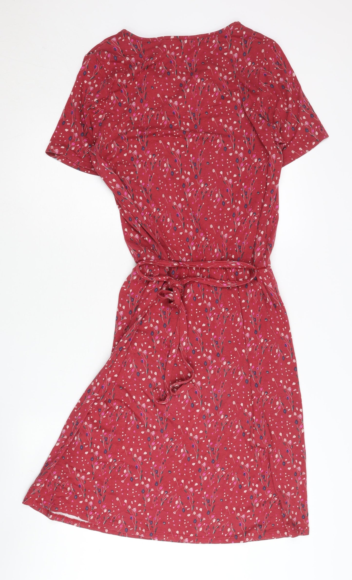 Laura Ashley Women's Red Floral A-Line Jersey Dress UK 12