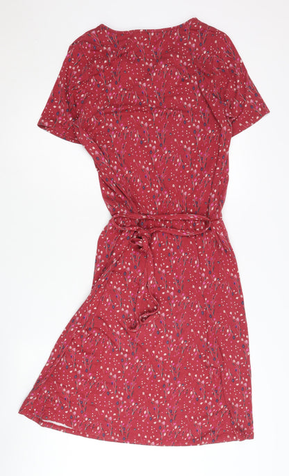 Laura Ashley Women's Red Floral A-Line Jersey Dress UK 12