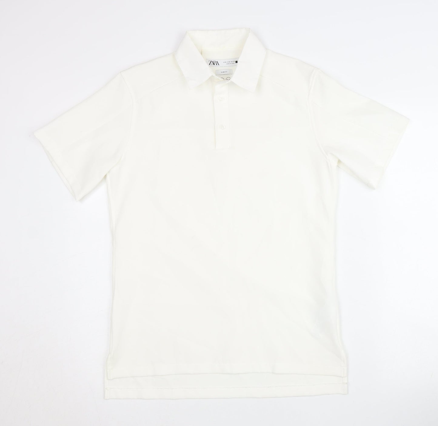 Womens UK Size 10 Zara White Basic Polo