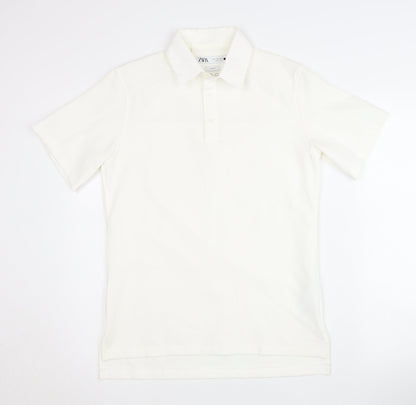 Womens UK Size 10 Zara White Basic Polo