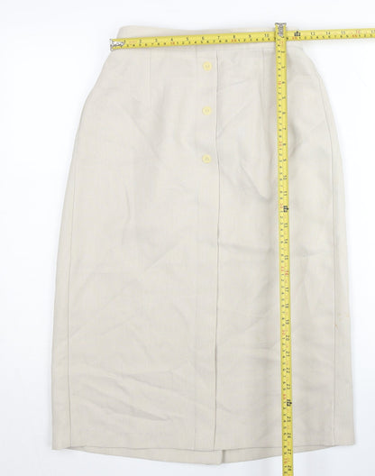 Berkertex Women’s Beige Midi Straight Skirt Size 12 Workwear