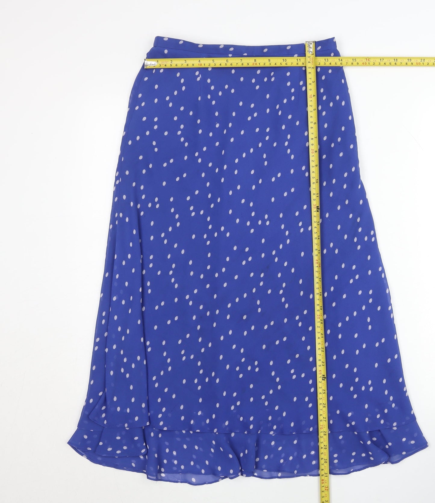Jacques Vert Women’s Blue Polka Dot Midi A-Line Skirt Size 10
