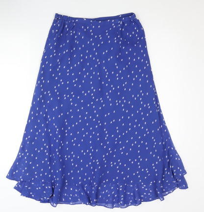 Jacques Vert Women’s Blue Polka Dot Midi A-Line Skirt Size 10