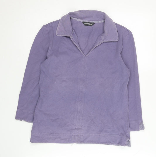 Hawkshead Womens Purple Size 10 Collared Long Sleeve Cotton Blend Top