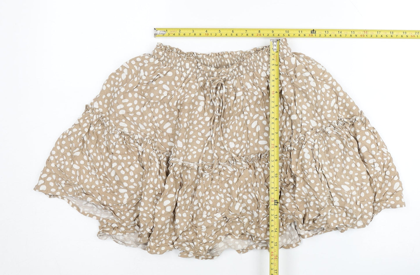 Seven Wonders Women’s Beige Short Peasant Skirt UK 8 Rayon Festival