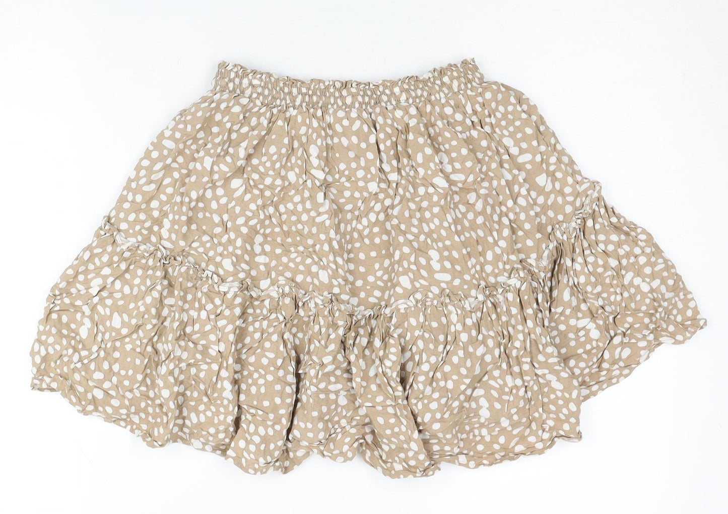 Seven Wonders Women’s Beige Short Peasant Skirt UK 8 Rayon Festival