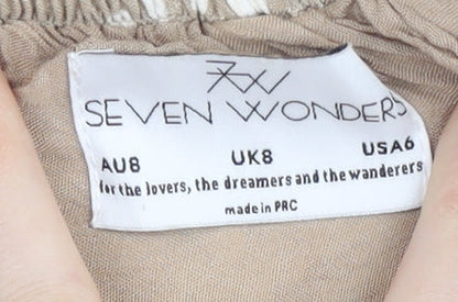 Seven Wonders Women’s Beige Short Peasant Skirt UK 8 Rayon Festival