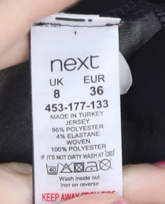 Next Women’s Black Beige Geometric A-Line Dress UK 8