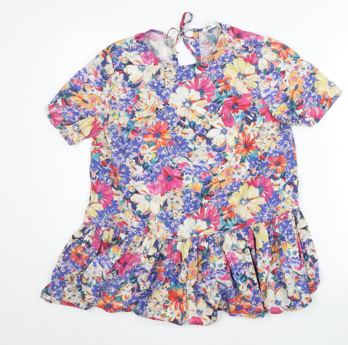 Womens UK Size XS Zara Multicoloured Tunic Blouse