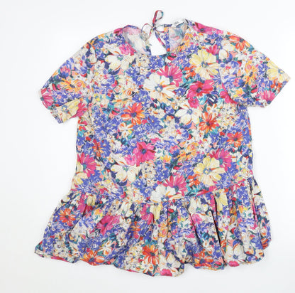 Womens UK Size XS Zara Multicoloured Tunic Blouse