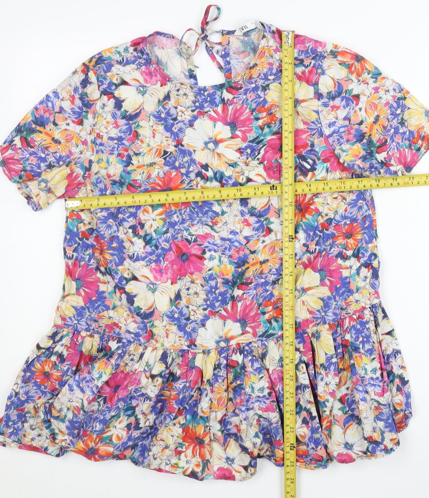 Womens UK Size XS Zara Multicoloured Tunic Blouse