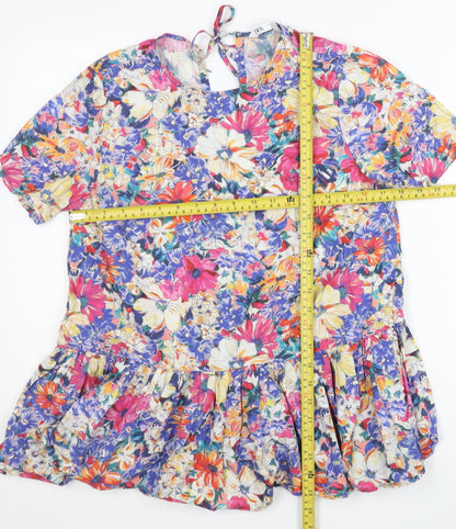 Womens UK Size XS Zara Multicoloured Tunic Blouse