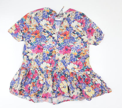 Womens UK Size XS Zara Multicoloured Tunic Blouse