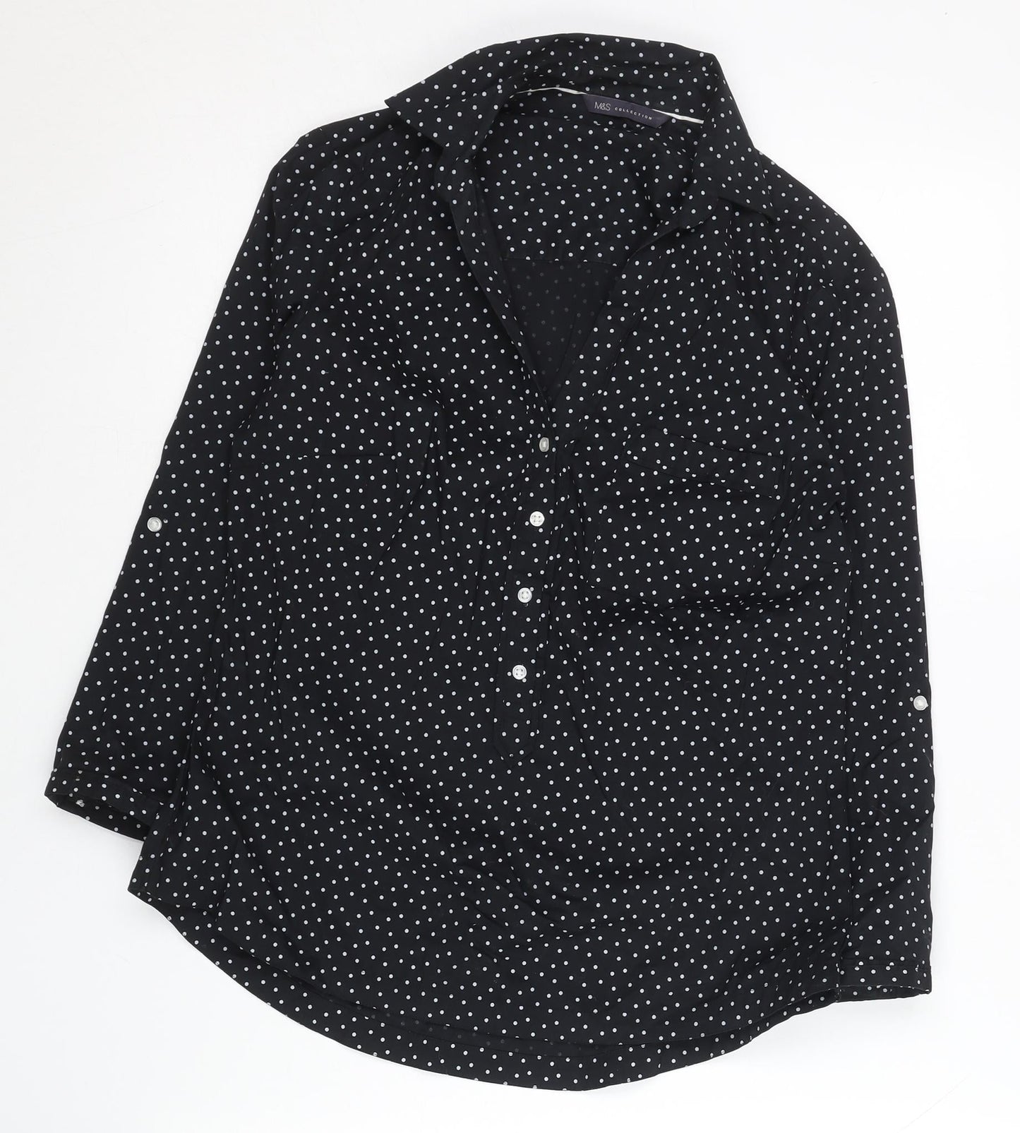 Womens UK Size 10 Marks and Spencer Black Basic Button-Up