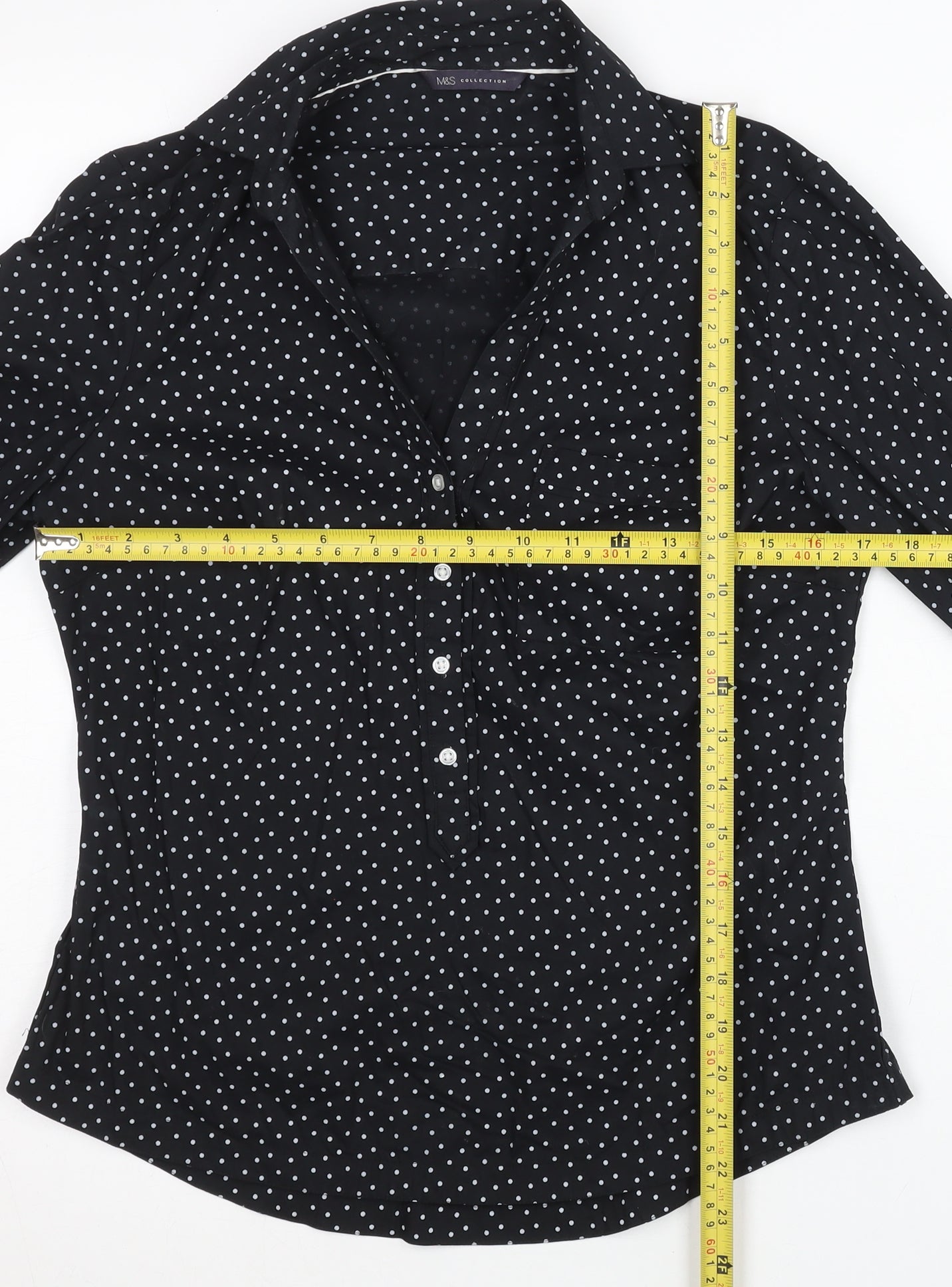 Womens UK Size 10 Marks and Spencer Black Basic Button-Up